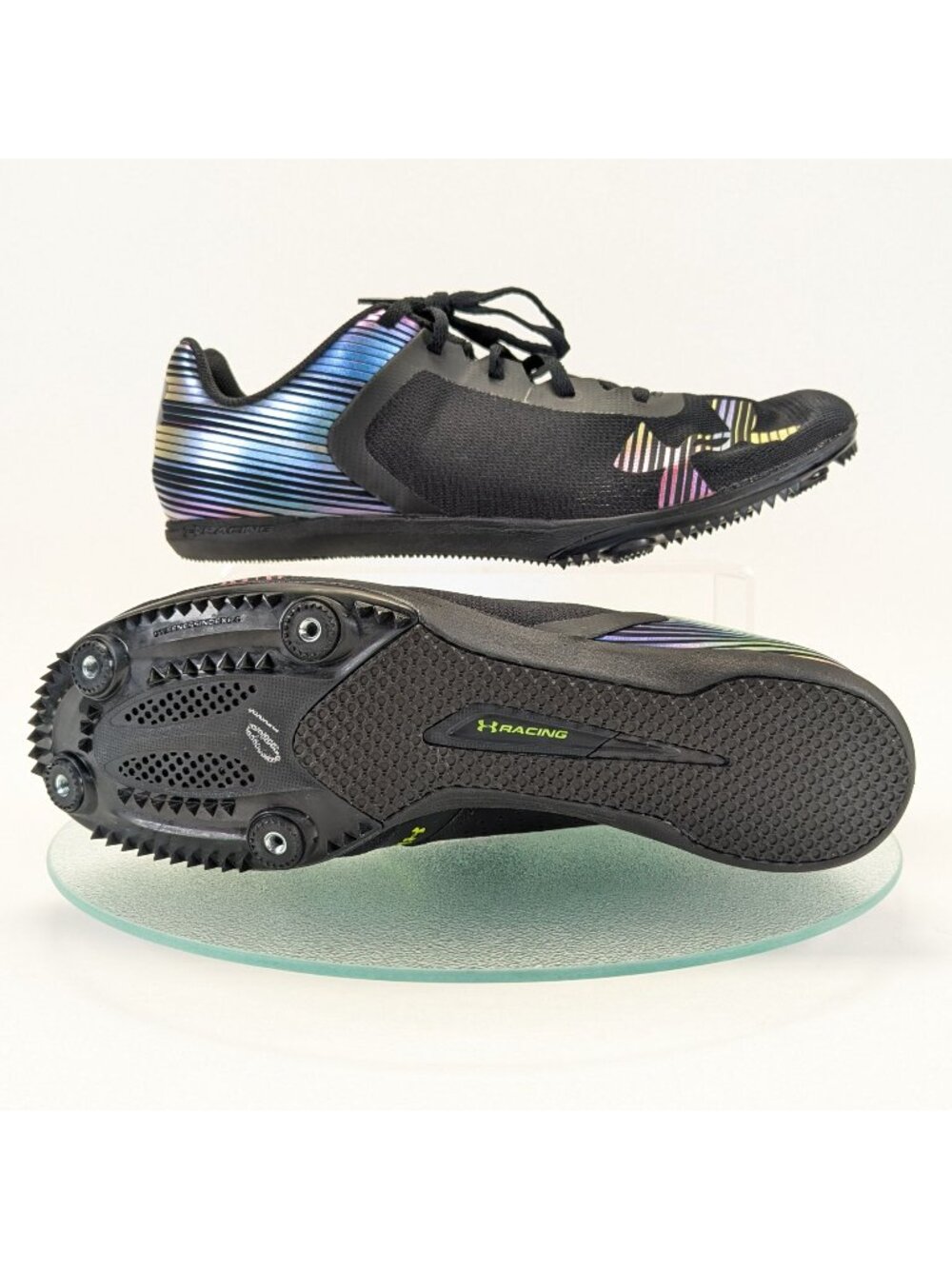 Under Armour Sprint Spikes Track Shoes Black Mens Size 13 Lightweight Running UA